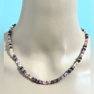 Elyse Ryan Pink Lemonade Sterling Silver 925 Thailand Crystal Toggle Necklace 18